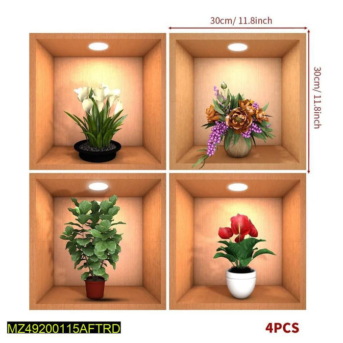 4 Pcs Wall Decor 3D Sticker Removable